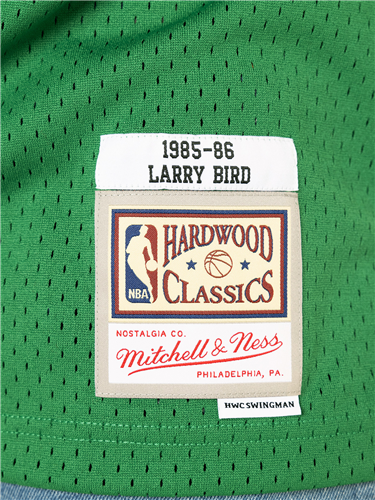 M&N NBA BOSTON CELTICS LARRY BIRD #33 1985-1986 KHAKI BLACK SWINGMAN JERSEY  - Shesha