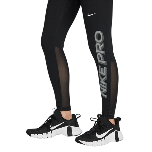 Nike Pro Dri-FIT Women's Mid-Rise Graphic Training Leggings Black / White