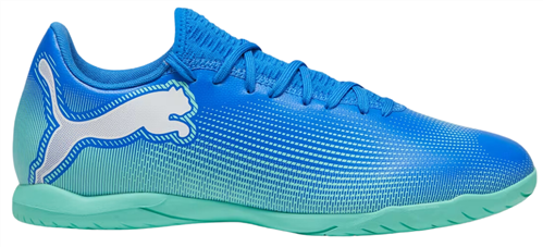 Puma Future 7 Play IT Futsal Boots Hyperlink Blue Mint White Players Sports NZ