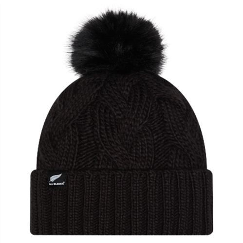 NEW ERA ALL BLACKS CABLE FAUX FUR KNIT BEANIE