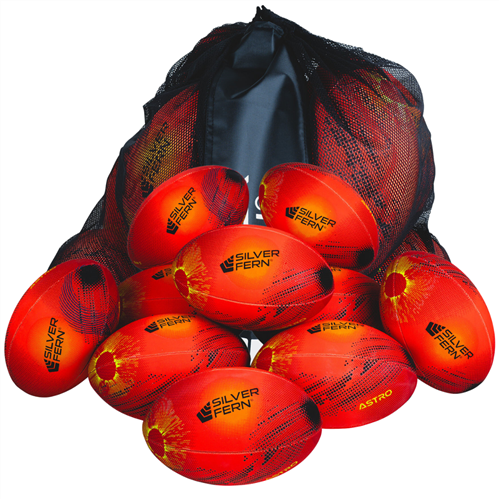 SILVER FERN ASTRO RUGBY BALL 10 PACK + BAG