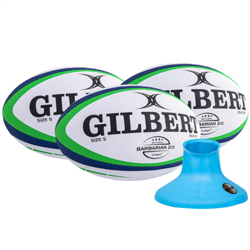 GILBERT X RUGBY BRICKS KICKING TEE & MATCH BALL 3 PACK