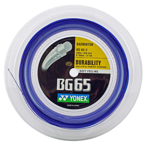 YONEX BG65 BADMINTON STRINGS - ROYAL BLUE 200M REEL