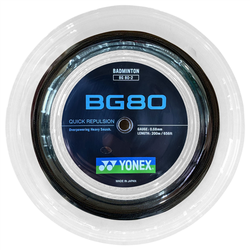 YONEX BG80 BADMINTON STRINGS - BLACK 200M REEL