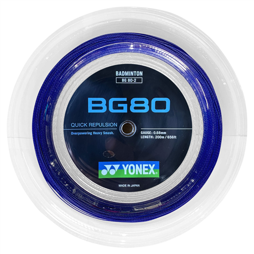 YONEX BG80 BADMINTON STRINGS - ROYAL BLUE 200M REEL
