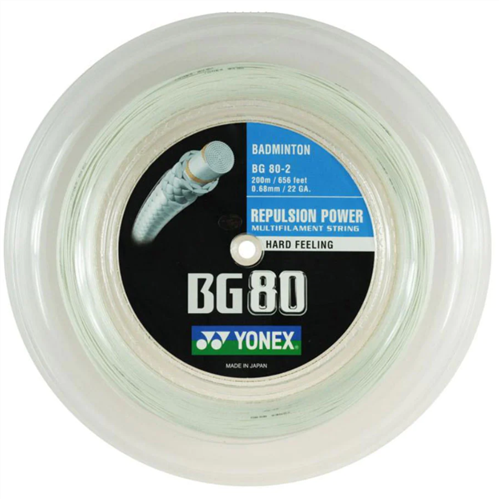 YONEX BG80 BADMINTON STRINGS - WHITE 200M REEL