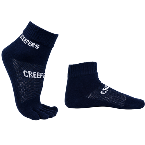 CREEPERS QUARTER CREW MERINO TOE SOCKS - NAVY