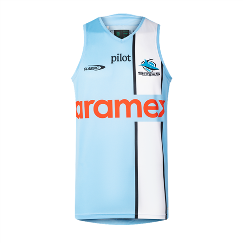 CLASSIC CRONULLA SHARKS PRO TRAINING SINGLET SKY