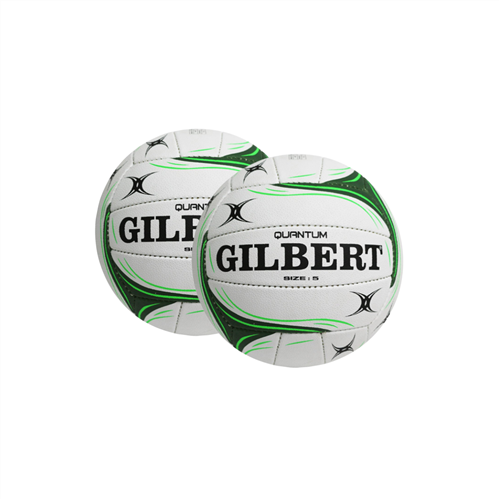 GILBERT QUANTUM NETBALL WHITE/LIME 2 PACK