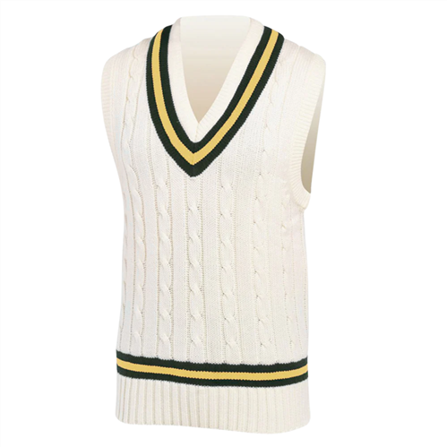 GRAY-NICOLLS SLEEVELESS CRICKET SWEATER - GREEN/GOLD