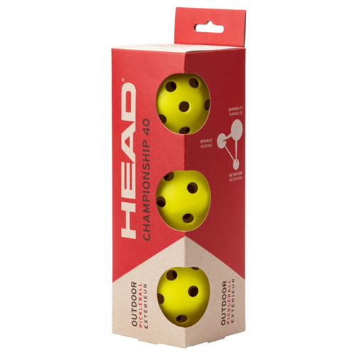 HEAD CHAMPIONSHIP 40 OUTDOOR PICKLEBALLS (3 PACK)
