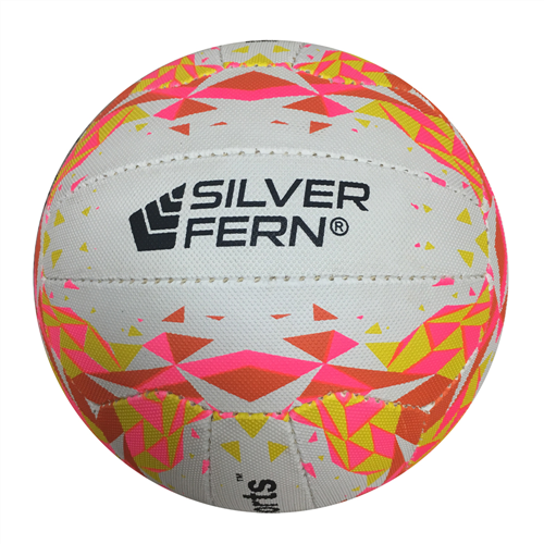 SILVER FERN PS SUPERGRIP NETBALL PINK/YELLOW