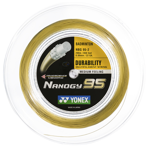 YONEX NANOGY 95 BADMINTON STRINGS - GOLD 200M REEL