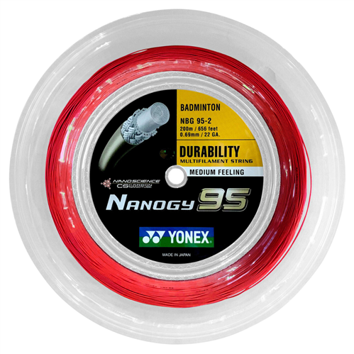 YONEX NANOGY 95 BADMINTON STRINGS - RED 200M REEL