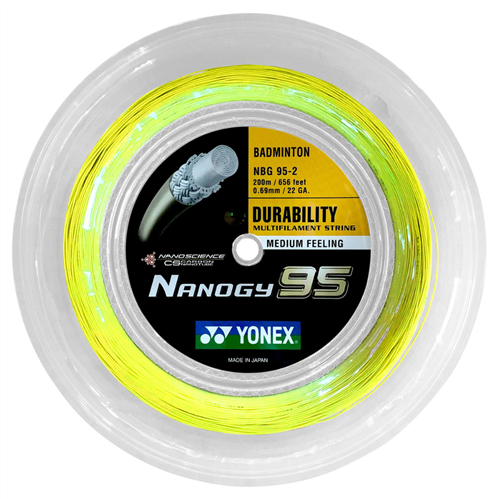 YONEX NANOGY 95 BADMINTON STRINGS - YELLOW 200M REEL