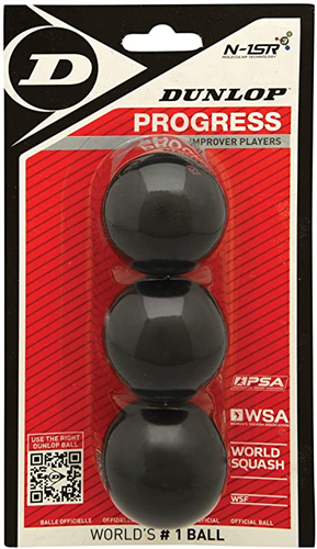 DUNLOP PROGRESS 3PK (RED DOT) SQUASH BALL