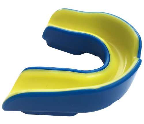 SILVER FERN DOUBLE LAYER MOUTHGUARD BLUE/YELLOW