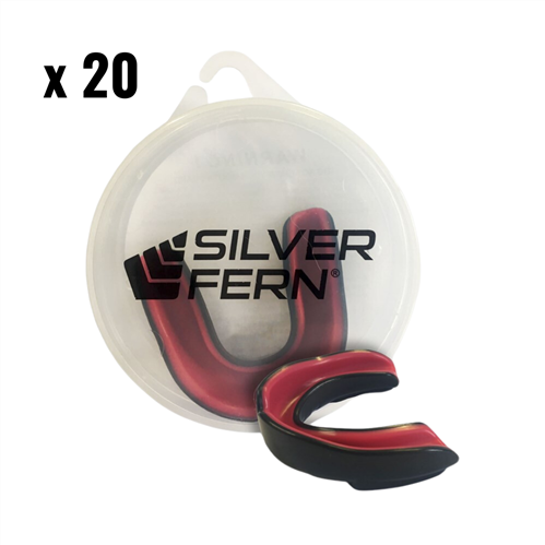 SILVER FERN ADULT TEAM MOUTHGUARD 20 PACK BLACK/RED