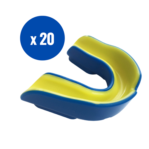 SILVER FERN JUNIOR TEAM MOUTHGUARD 20 PACK BLUE/YELLOW