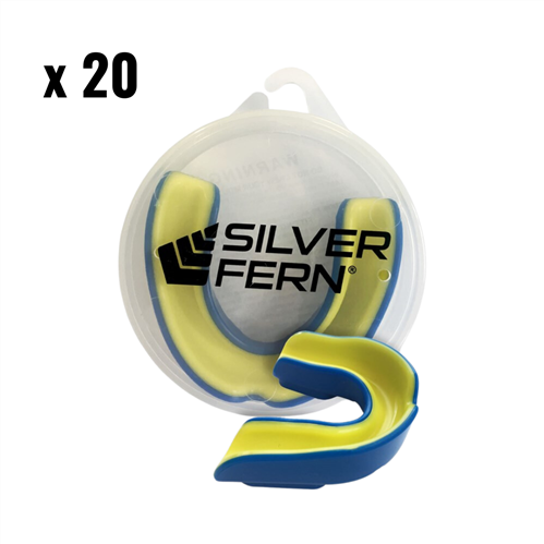 SILVER FERN ADULT TEAM MOUTHGUARD 20 PACK BLUE/YELLOW