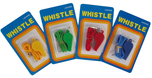 SILVER FERN SMALL PLASTIC WHISTLE WITH LANYARD