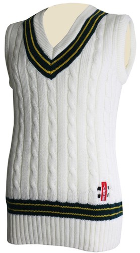 GRAY-NICOLLS SLEEVELESS CRICKET SWEATER - GREEN/GOLD