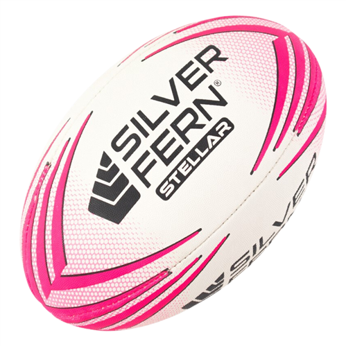 SILVER FERN STELLAR RUGBY BALL - PINK