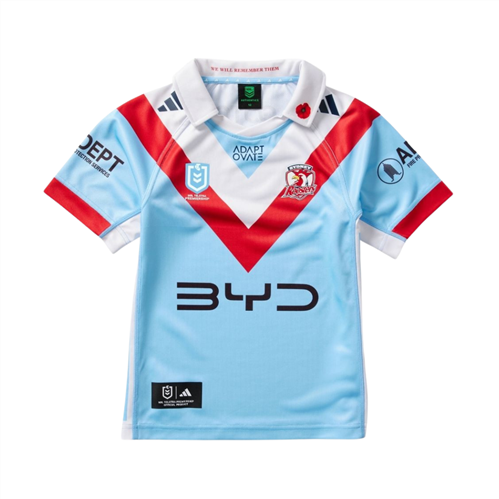 ADIDAS SYDNEY ROOSTERS KIDS' ANZAC JERSEY