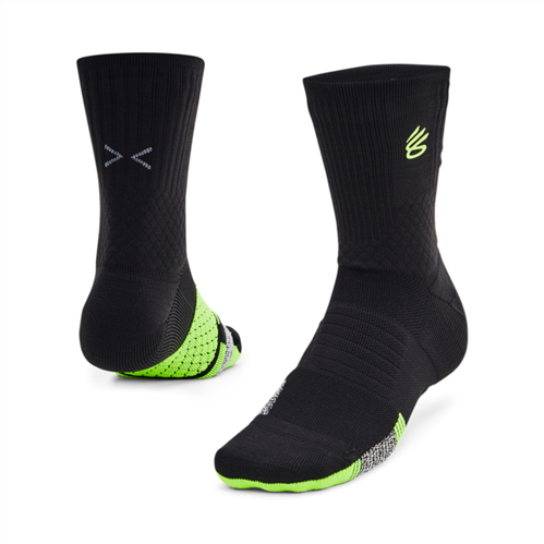 UNDER ARMOUR CURRY AD PLAYMAKER MID-CREW SOCK - BLACK/YELLOW