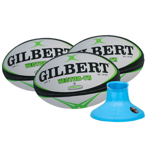 GILBERT X RUGBY BRICKS KICKING TEE & TRAINING BALL 3 PACK