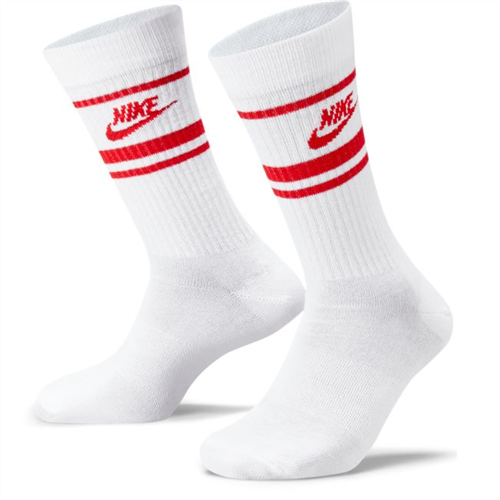 NIKE EVERYDAY ESSENTIAL CREW SOCKS WHITE/RED (3PK)