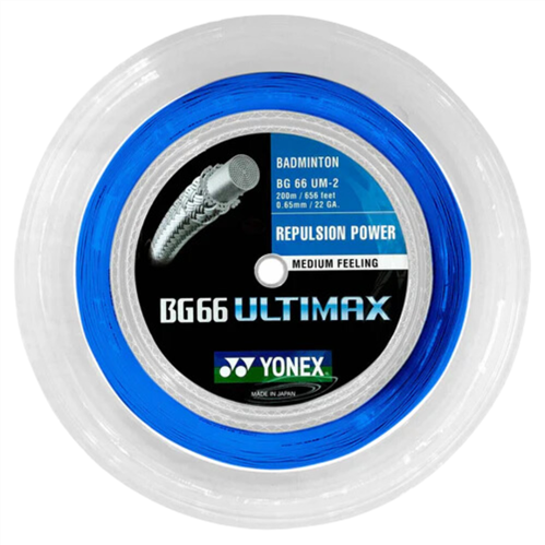 YONEX BG66 ULTIMAX BADMINTON STRINGS - BLUE 200M REEL