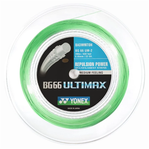 YONEX BG66 ULTIMAX BADMINTON STRINGS - GREEN 200M REEL