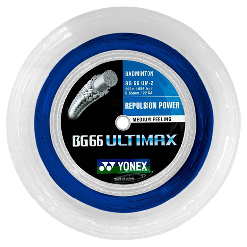 YONEX BG66 ULTIMAX BADMINTON STRINGS - NAVY 200M REEL