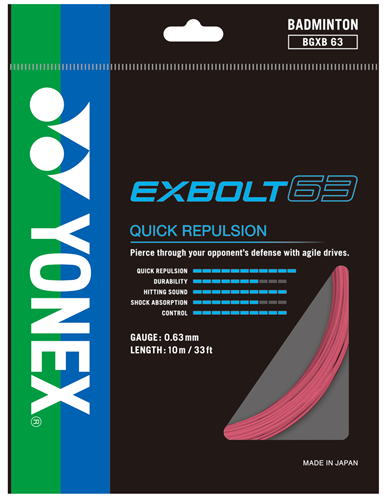 YONEX EXBOLT 63 BADMINTON STRINGS - LIGHT PINK